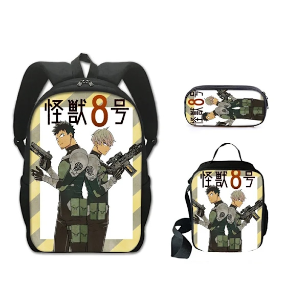 Anime Kaiju No. 8 Skolesekk Ryggsekk Matboks Penal Sett Gave til Barn Studenter