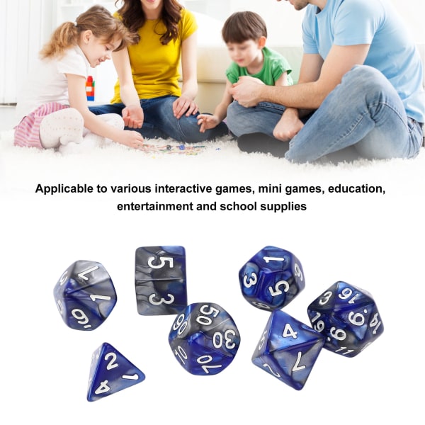4Set stort vitt antal polyedriska tärningar mångfacetterade tärningar för interaktiva spel Utbildning Underhållning Skolmaterial Blå Blue 4Set
