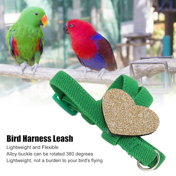 Justerbar Lätt Fågelsele Koppel - Elastiskt Dragrep för Undulater och Kärleksfåglar (25,5 cm) 25.5cm