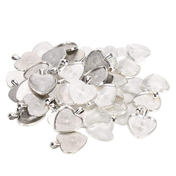 60 stk Hjerteformede anhengsbrett med glasskabosjoner - Anhengsinnstilling Base 60pcs