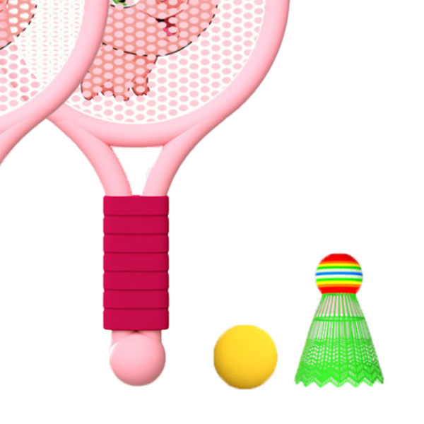 Lätt Badmintonracket Set för Barn 3-7 år - Inomhus/Utomhus Lek - Rosa Gris Design