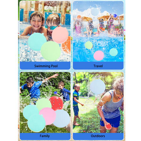 15 st Återanvändbara vattenballonger silikon snabbfyllda vattenbulkvattenballonger för sommarbarn 15Pcs