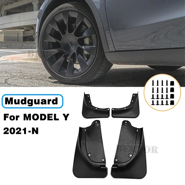 Stänkskydd Mud Flaps Stänkskärmar Fram Bakre Skärmskydd För Tesla Model Y 2021-2024 Större Utgåva