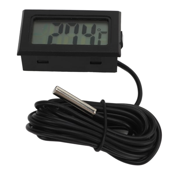Svart LCD inbyggd elektronisk digital termometer Vattentät sondtemperaturmätare för inkubator Black