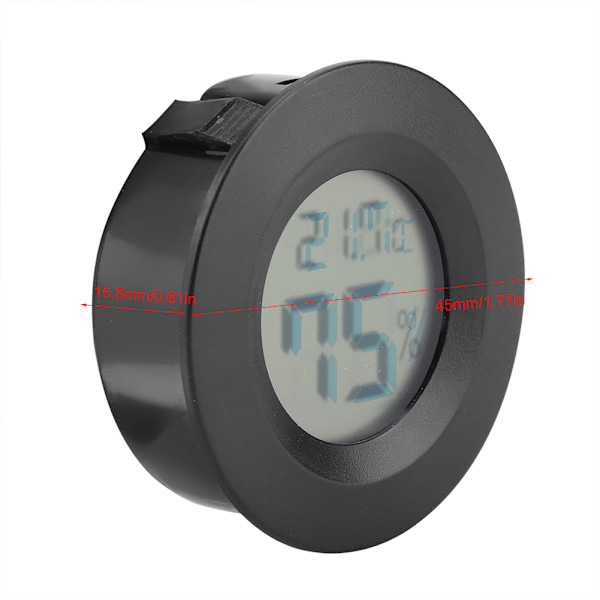 Mini Rund LCD Digital Termometer för Inomhusreptiler och Husdjur (Svart)