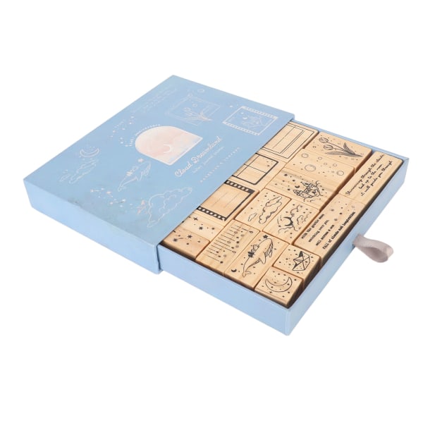 Puinen kumileimasin Herkkä koristeellinen set taidekäsityöpäiväkirjaan Leikekirjasuunnittelija Kirjekortin valmistustyyppi1 Blue