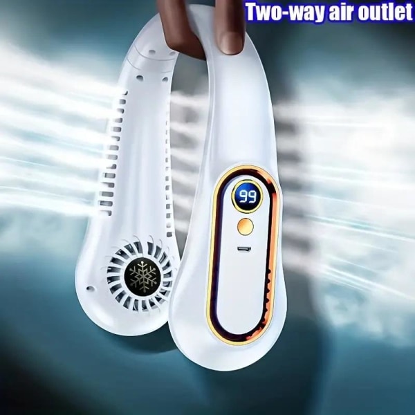 Portabel Fläkt / Halsfläkt - Hæng rundt halsen LED-indikator white
