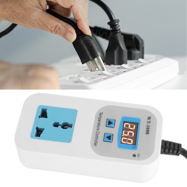 Elektronisk temperaturregulator med justerbar automatisk styrkontakt 10A WT-1000 för 110-220V EU-kontakt