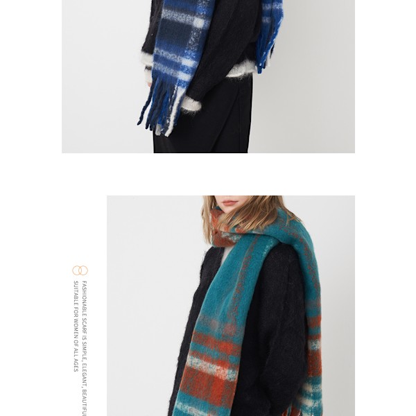 Vinterny scarf i regnbågsrutig design, tjock och varm, flera färger att välja mellan 4