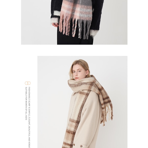 Vinterny scarf i regnbågsrutig design, tjock och varm, flera färger att välja mellan 6