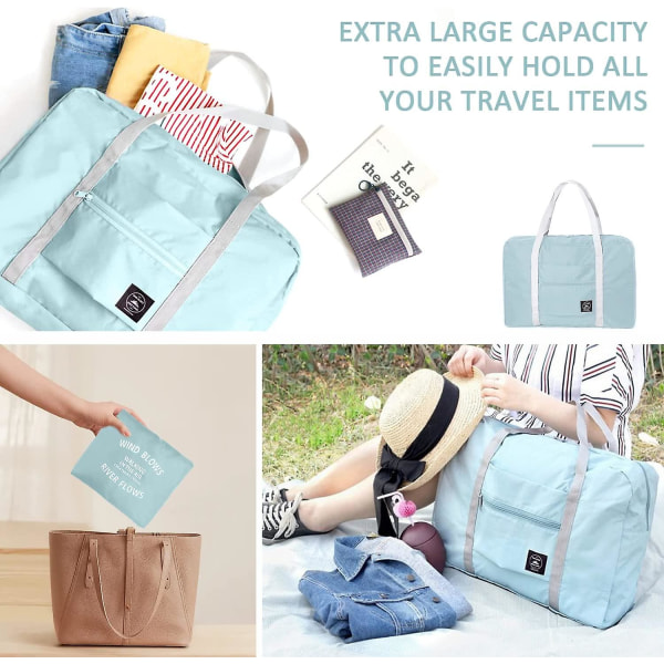1 tummansininen pakattava matkalaukku, matkatavarasäilytyslaukku, urheilu ja kuntoilu (vaaleansininen) light blue