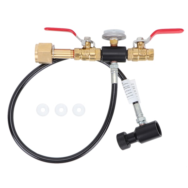 CO2 Fyldningsadapter med 61 cm Slange og Dobbeltventil Måler (W21.8-14)