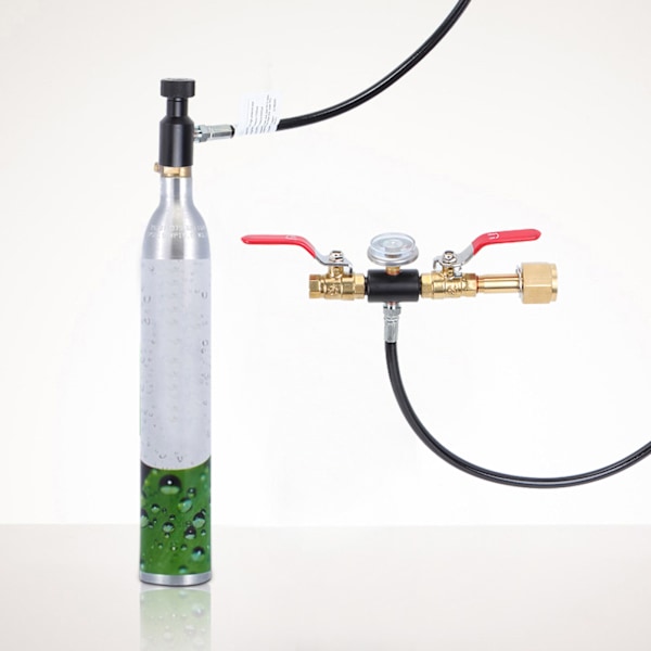 CO2 Fyldningsadapter med 61 cm Slange og Dobbeltventil Måler (W21.8-14)