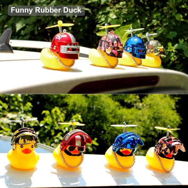 Rubber Duck Toy Car Ornaments Yellow Duck Car Dashboard Decorations Cool Glasses Duck with Propeller Helmet Silver Leaf Sapphire Blue Silver Leaf Sapphire Blue