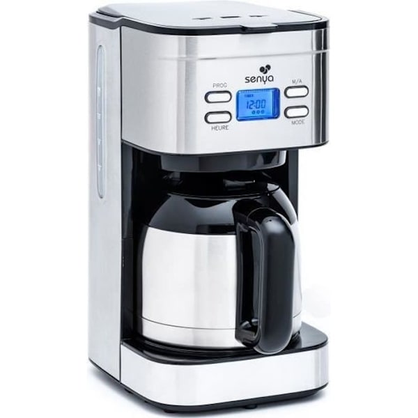 Programmérbar elektrisk kaffemaskine SENYA 1,2L - Isoleret kande i rustfrit stål - Aromavælger