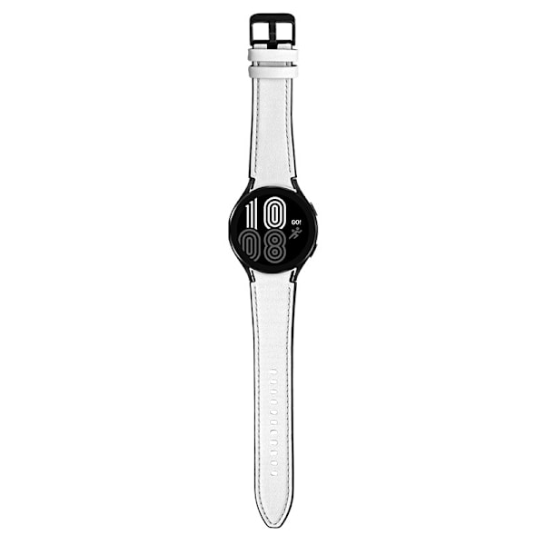 Tvålagers läderklockarmband för män för Samsung Watch 4/5 - Vit med svart spänne - 20 mm