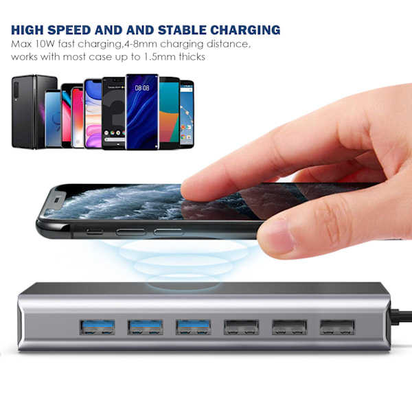 15-in-1 USB-C Hub -monitoimiadapteri HDMI:llä, VGA:lla, Ethernetillä ja SD/TF-kortinlukijalla