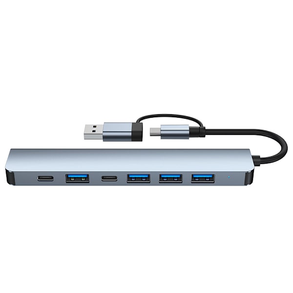 2-i-1 USB-C / USB hub 7 porte USB3.0 til Windows MacOS Grey Grey