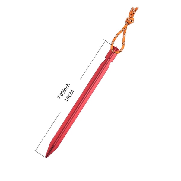 Tältpinnar / markpinnar med ögla 18 cm Aluminium Röd/Orange 8-pa