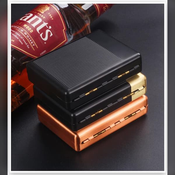 Kompakt Cigarrfodral i Rostfritt Stål för 1cm Cigarrer - Tryck- & Fuktskydd Black Black