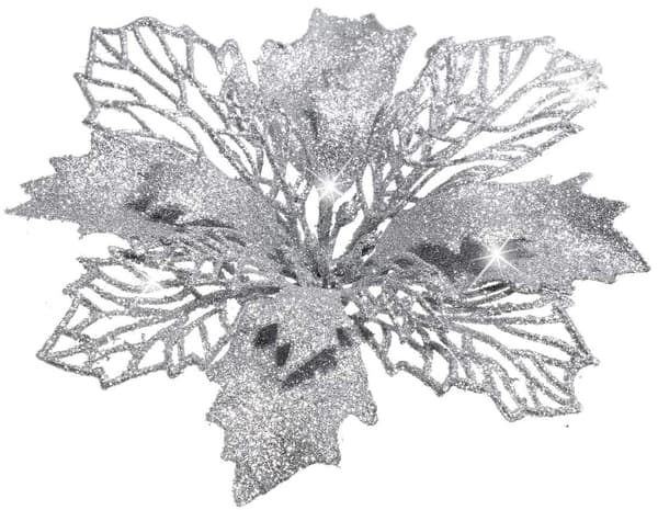 Konstgjorda blommor juldekoration 5-pack Silver