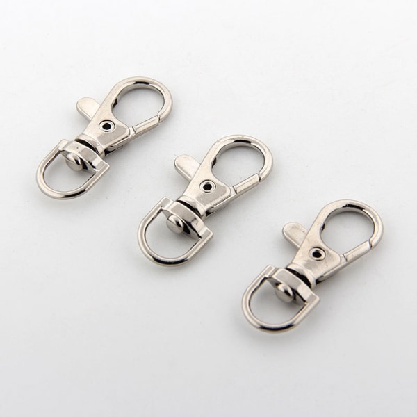 Vridbara Karbinhakar, Nyckelring Clips 10 delar Silver 1 cm