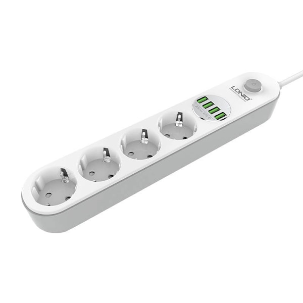 Eldosa med 4 AC-uttag, 4x USB, LDNIO SE4432, 2m (vit)