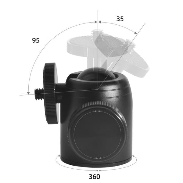 Mini Kulhuvud 360° Vridbart med 1/4" Skruvfäste