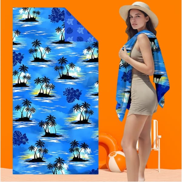 Quick-Dry Microfiber Beach Towel for Adults - Thick Double-Sided Plush Digital Print 80x160cm