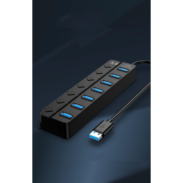 INF USB 3.0-hub 5 Gbps 7-portars med individuella av/på-knappar