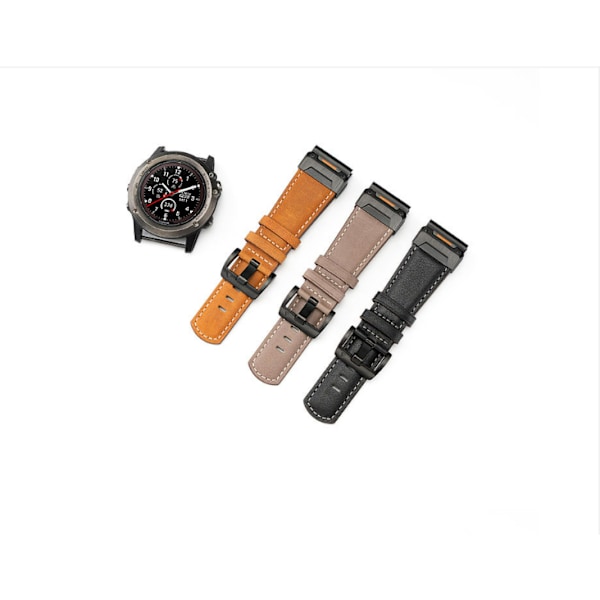 Ægte læderurrem til Garmin Fenix 8/7X/7/6/5/965 Grå 26 mm