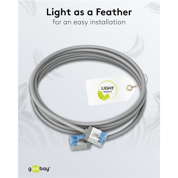 Ultraflexibel patchkabel CAT 6A, slim, U/FTP, grå