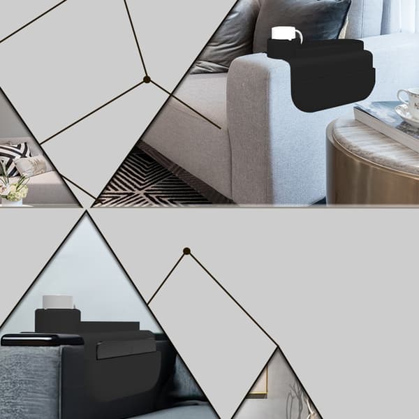 Sort Silikone Sofa Armlæn Kopholder Bakke - Spildsikker & Organizer, Kompatibel med de fleste sofaer