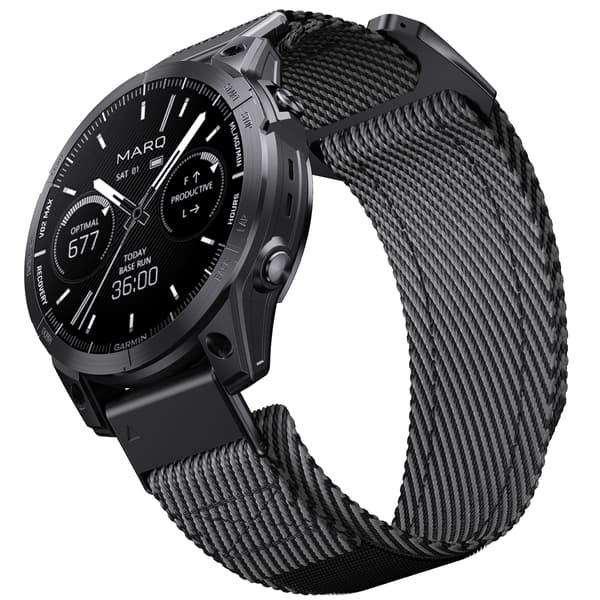 Snabbfäste 26mm Vävd Nylonrem för Garmin-klockor Black+Grey Black+Grey