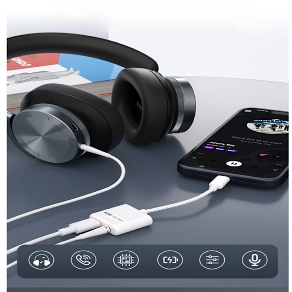 2-i-1 USB-C till 3,5 mm hörlursjackadapter med PD 60W snabbladdning