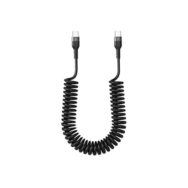 1.5M USB Type-C till Type-C Spiralkabel - 5A Snabbladdning, Kompatibel med Huawei, Apple, Android