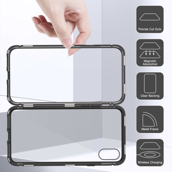 iPhone X / XS-etui Hærdet glas Transparent / Sort