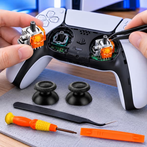 TMR Hall Effect Joystick kompatibelt med PS5 Controller - 7-i-1 Set för förbättrad spelprecision