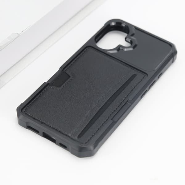Elegant svart plånboksfodral för iPhone 16-serien iPhone 16