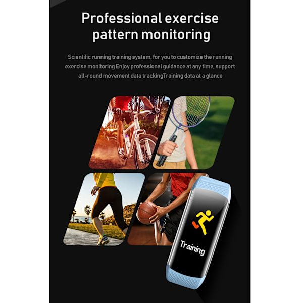 INF Aktivitetsarmbånd / Fitnessarmbånd / Pulsmåler Sort