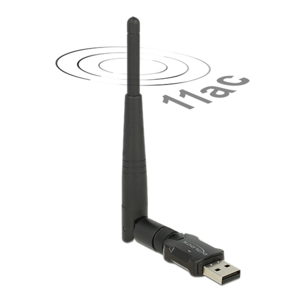 Wireless USB network card, external antenna, 802.11ac, black