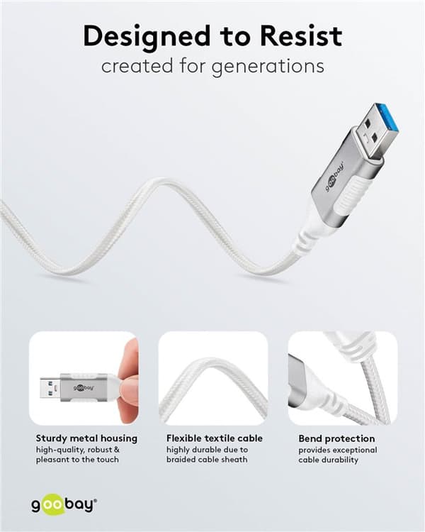 Ethernet-kabel USB-A 3.0 til RJ45, Slim, 5 m