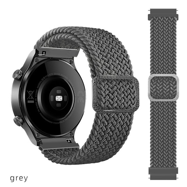 Nylon klockarmband med svart spänne Grå 22 mm