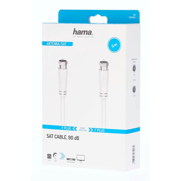 Antenna Cable SAT 90dB F-F White 5.0m