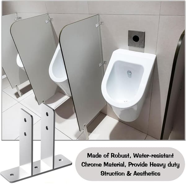 4-pack Silver Urinal Divider Bracket i Kolstål - Stabilt och Säkert Stöd