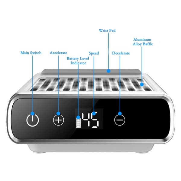 80W Uppladdningsbar Nageldamm Samlare med LCD Touch Screen - EU-kontakt