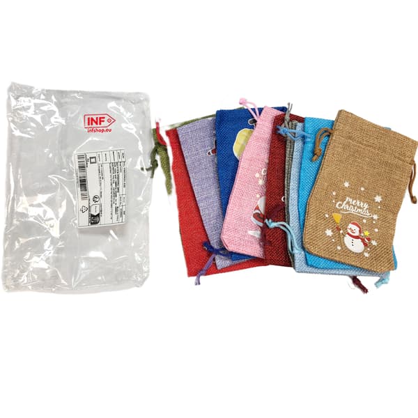 Jule jute gaveposer 10-pack
