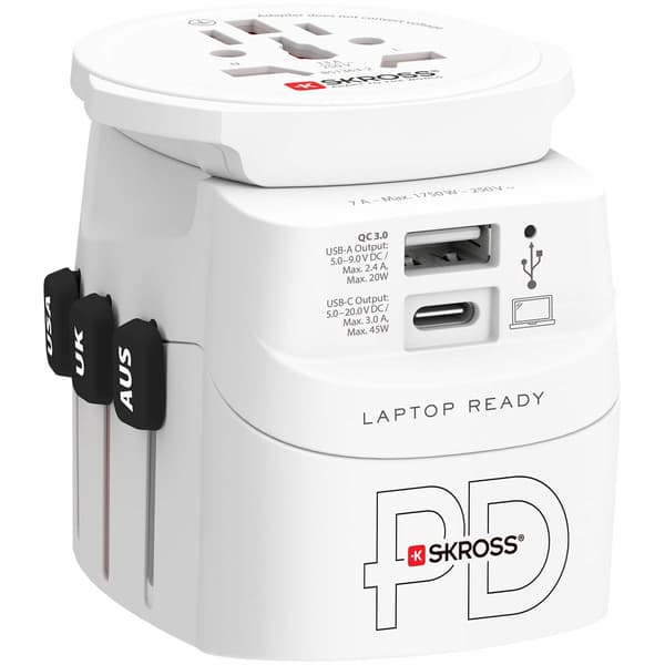 Maailmanmatkasovitin PRO Light USB AC45PD World PD 45W maadoitettu