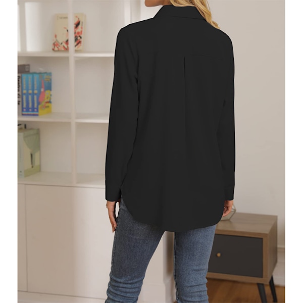 Klassisk langærmet skjorte Sort XL