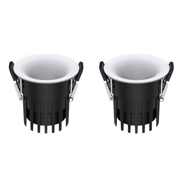 2-pack 12W LED infälld downlight, 75mm utskärning, 4000K, bländskydd